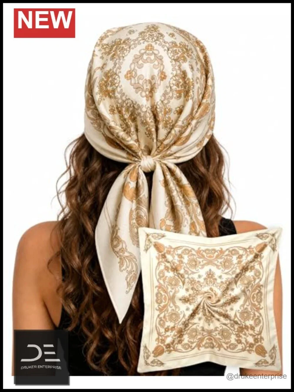 Lightweight Paisley Silk Like Satin Head Scarf for Women Square Bandana Neck
